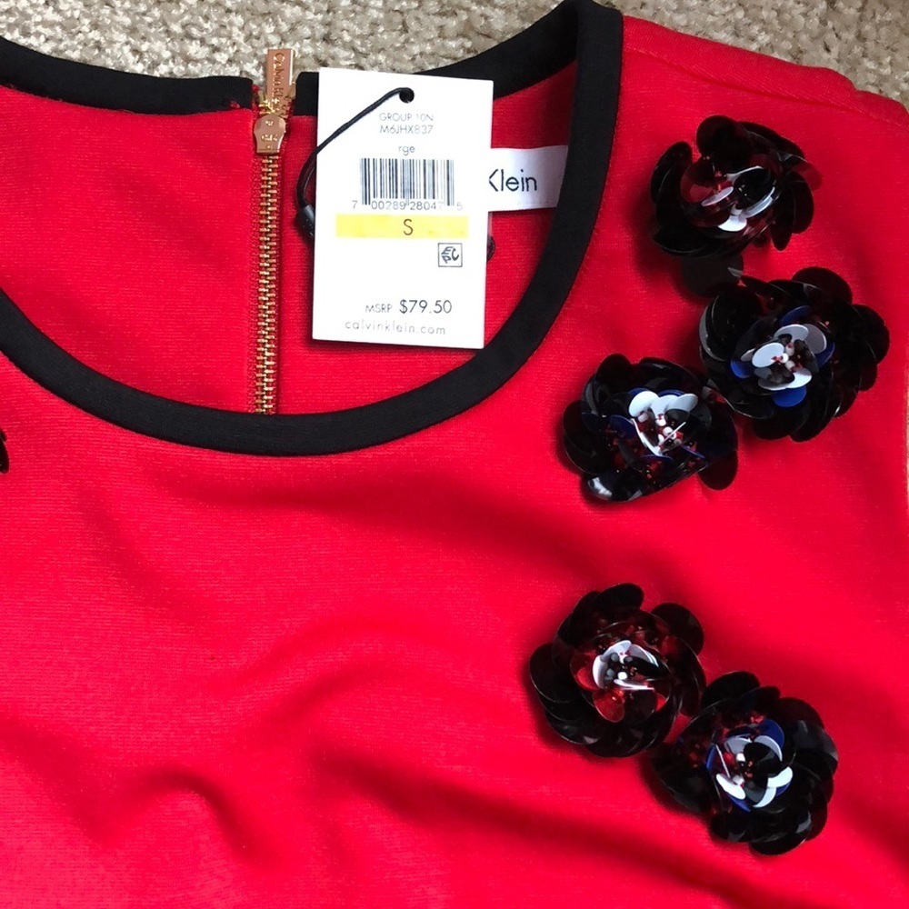 Calvin Klein women’s shell Appliqué red tank sleeveless blouse top size small - Picture 6 of 8